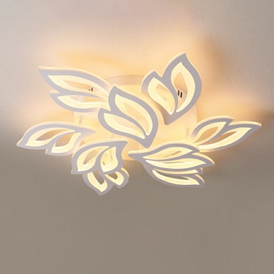 Modern Multi Light LED Semi Flush Mount Ceiling Light Leaf Shaped Acrylic Indoor Lighting