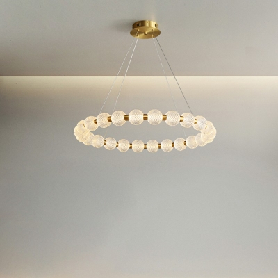 Modern Nordic Hoops LED Pendant Light Gold Globe Acrylic Single Pendant Lamp in Second Gear
