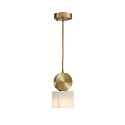 Nordic Stone Pendant Metal Single Bulb Dining Room Hanging Light in Brass with 59 Inchs Height Adjustable Cord