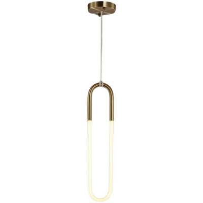 Oval Metal Ring LED Pendant Postmodern 5.5 Inchs Wide Bedroom Kitchen Hanging Lamp in Gold