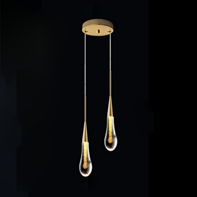 Stylish Modern Teardrop Pendant Lamp Warm Light Clear Crystal Loft House Multi Light Ceiling Light in Brass
