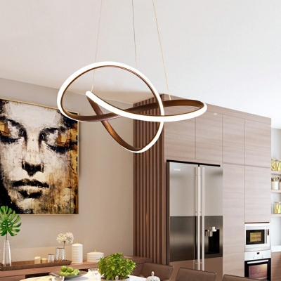 Twisting Metal Pendant Lamp Simplicity LED Ceiling Chandelier Light 8 Inchs Height with Arcylic Shade