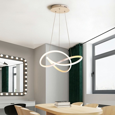 Twisting Metal Pendant Lamp Simplicity LED Ceiling Chandelier Light 8 Inchs Height with Arcylic Shade