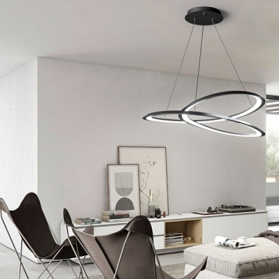 Twisting Metal Pendant Lamp Simplicity LED Ceiling Chandelier Light with Aluminum Shade