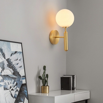 1-Bulb Contemporary Simplicity Glass Globe Shade Wall Mount Light for Living Room