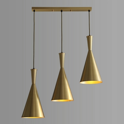 Adjustable Pendulum Light Modern Conical Pendant Light Metal Suspension Light in Black/Brass for Kitchen