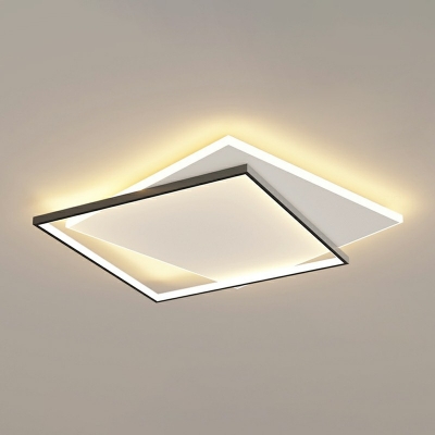 Arcylic 2 Square Shape Flush Light Modern Style Black LED Flush Ceiling Light Fixture for Living Room