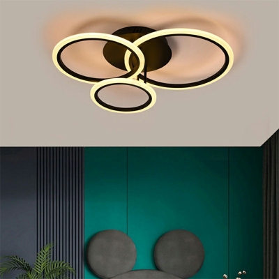 Black Thin Ring LED Flush Ceiling Light White Light Simplicity Acrylic Flush Light in Integrated LED