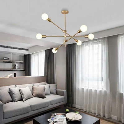 Ceiling Chandelier Industrial Naked Bulb Metal Pendant Light Fixture for Living Room Dining Room