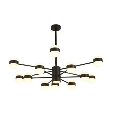 Contemporary Style Black Shaded Ceiling Pendant Light LED Living Room Chandelier with Acrylic
