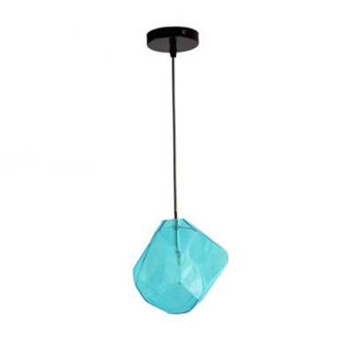 Gem Shaped 1-Bulb LED Suspension Light Glass Nordic Style Pendant Lamp