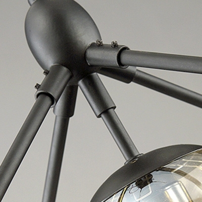 Globe Pendant Light Industrial 10-Light Metal Hanging Lamp Chandelier Lighting in Black