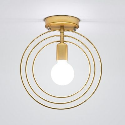 Gold Geometric Flush Mount Light Single Light Modernist 12.5
