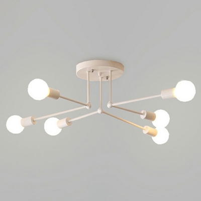 Industrial Concise Linear Semi Flush Light Metal 8 Inchs Height Ceiling Light for Clothes Shop