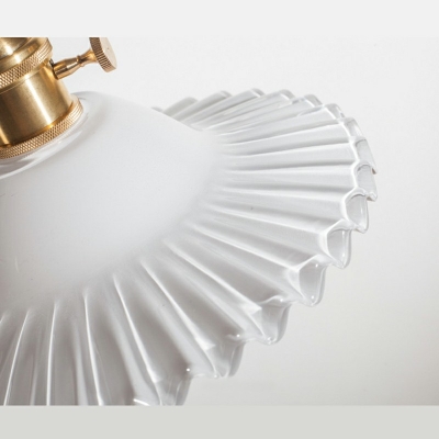 Industrial Cone Shade Pendant Light Glass 1 Light Hanging Lamp in Cream