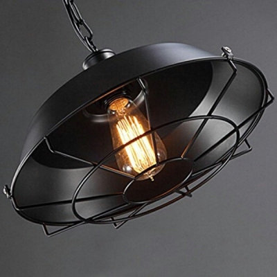 Industrial Style Caged Shade Pendant Light Metal 1 Light Hanging Lamp