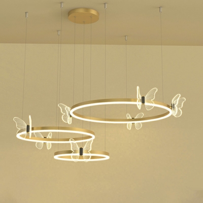 Layered Circle Living Room Chandelier Light Stepless Dimming Light Acrylic Simplicity LED in Gold
