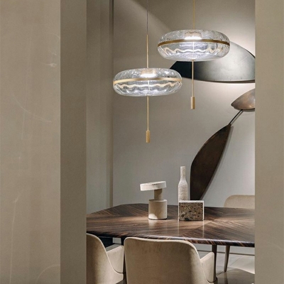 Light Luxury Design Pumpkin Water Ripple Glass Round Pendant Light Single Head Hanging Lights for Coffee Shop