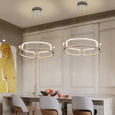 Minimalism Circled Aluminum LED Hanging Lamp Gold Chandelier for Living Room
