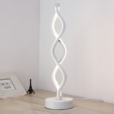 Minimalist Curve LED Night Lamp Acrylic Metal Table Light in Warm Bedroom Lighting