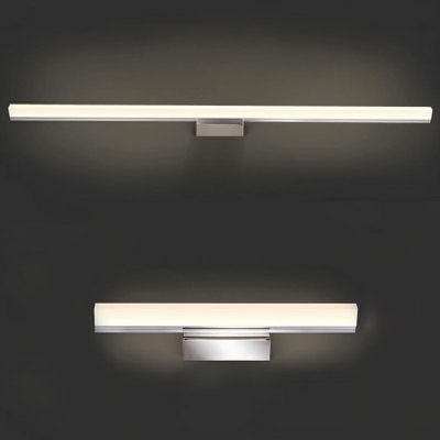Minimalist Style LED Wall Mounted Vanity Lights Metal Vanity Sconce Arcylic Shade in Stainless-Steel