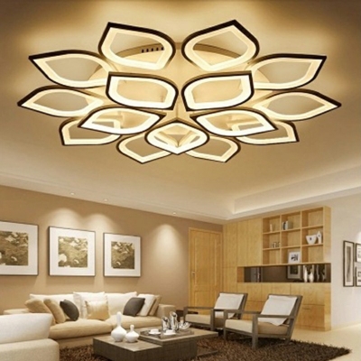 Modern Flower-shaped Ceiling Light LED White Indoor Flush Light for Living Room