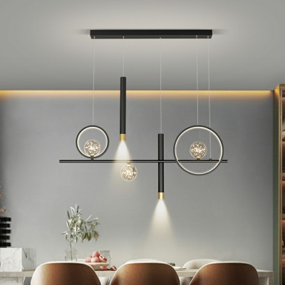 Modern Metal Linear LED Ceiling Light Simple Dining Room Chandelier Light