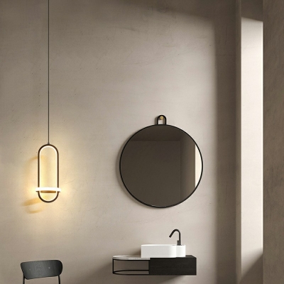 Modern Minimalism LED Hanging Light Oval Circle Metal Acrylic Pendant Light for Bedroom Kitchen