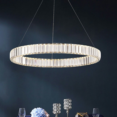 Modern Style Crystal Circle Ceiling Pendant Light LED Sitting Room Suspended Lighting Fixture