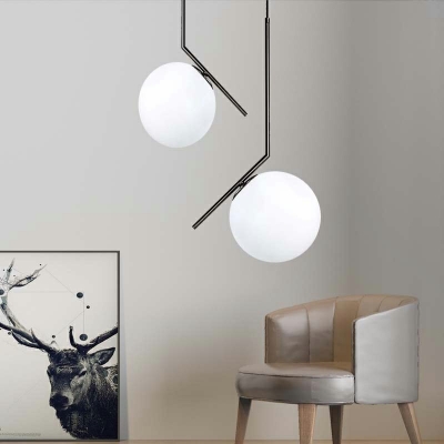Nordic Simple Style Spherical Pendant Light Fixture White Glass 1-Bulb Restaurant Hanging Ceiling Light