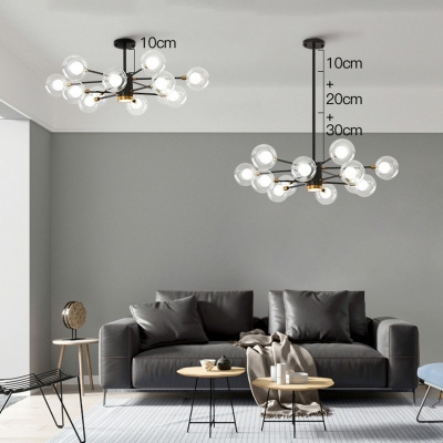 Nordic Style Transparent Glass Ball Chandelier Spotlight Design Living Room Ceiling Pendant