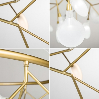 Post Modern Home Decoration LED Heracleum Chandeliers in Gold Firefly LED Lights for Bedroom