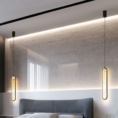 Simple LED Pendant Postmodern Bedroom Metal Oval with 47