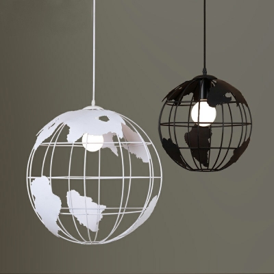 Single-Bulb Retro Metal Shade Restaurant Hanging Lamp Cage Pendant Light