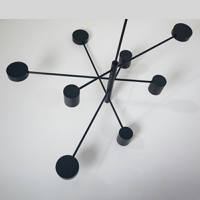 Sputnik Chandelier Lighting Black Modernism Metal Pendant Light Fixture in White Light for Living Room