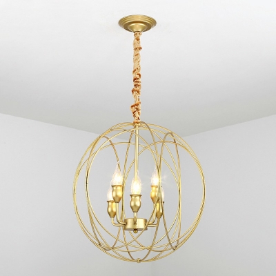 Vintage Rustic Style Hanging Light Candlestick Lamp Holder Globe Metal Cage Chandelier