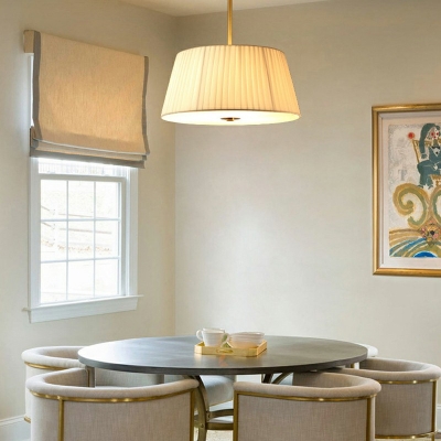 White Trapezoid Ceiling Light American Rustic Fabric Semi Flush Mount Light for Living Room