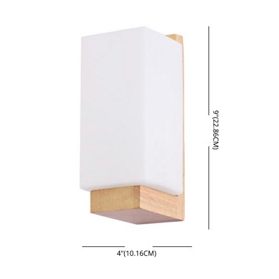 Wooden Ultrathin Rectangle LED Wall Sconce 1 Head 9 Inchs Height Minimalist Wall Mounted Lamp with White Glass