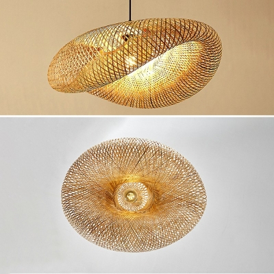 1 Light Pendant Ceiling Light Handmade Bamboo Hanging Lamp Kitchen Pendant