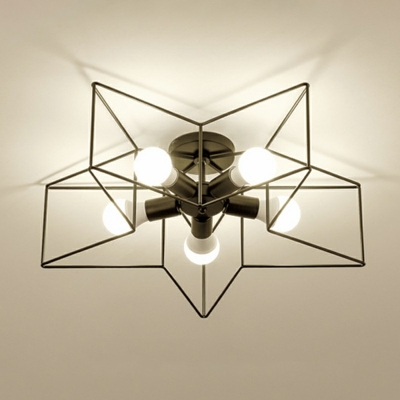 5-Lights Star Ceiling Mount Light Fixture Modern Metal Semi Flush Light
