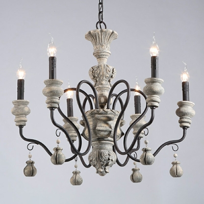 6/8 Lights Vintage Grey Candle Hanging Lamp Metal Gooseneck Arm Design Chandelier