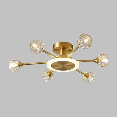 Brass Finish Crystal Sputnik Ceiling Flush Mount Bedroom Flush Mount Ceiling Lights