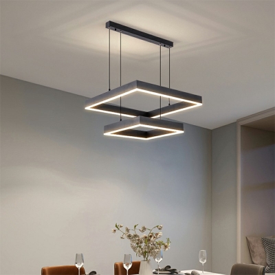 Contemporary Ceiling Lighting Black Multi-layered Square Acrylic Bedroom LED Ceiling Mounted Fixture