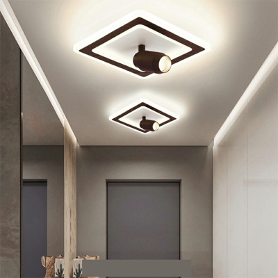 Contemporary Metal Flush Mount Light Spotlight Black Square Shape Study LED White Light Ceiling Light