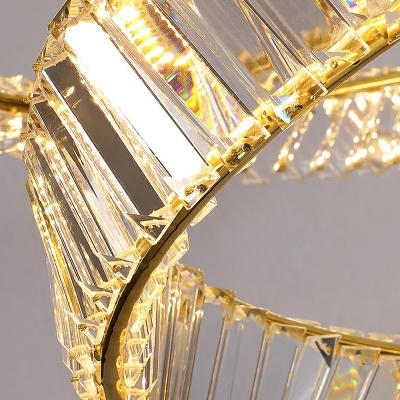 Contemporary Style Ceiling Lighting Ring Crystal in Gold Bedroom LED Ceiling Mounted Fixture