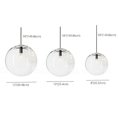 Globe Shaped Restaurant Ceiling Pendant Lamp Clear Glass 1 Head Minimalistic Suspension Light for Kitchen
