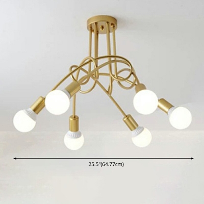 Industrial Edison Bulb Wrought Iron Large LED Semi Flush Ceiling Light for Living Room