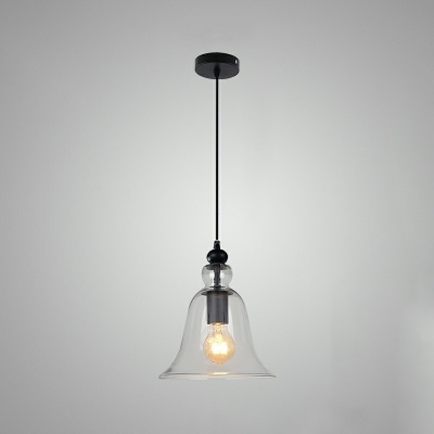 Industrial Style Bell Shade Pendant Light Glass 1 Light Hanging Lamp