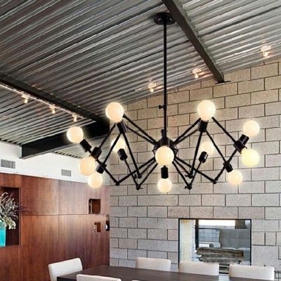 Industrial Style Ceiling Chandelier Vintage Metal Black Light Fixture for Living Room
