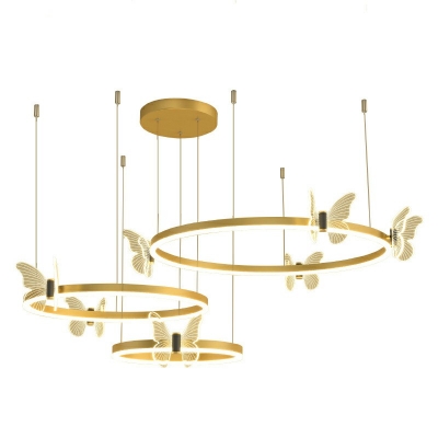 Layered Circle Living Room Chandelier Light Stepless Dimming Light Acrylic Simplicity LED in Gold